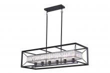 Lit Up Lighting LIT7451BK+MC-CRY - 42" Long 6x25W -Linear Pendant in Black finish